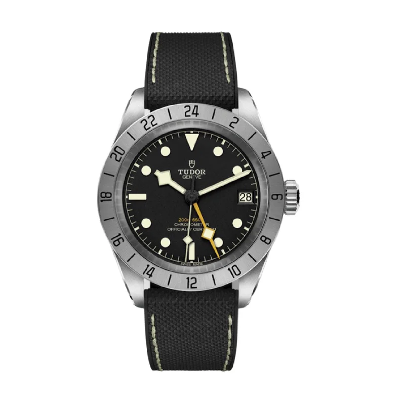 Tudor Heritage Chrono watches -Tudor Black Bay Pro 39mm | Hybrid rubber and leather strap | Black dial | Men's Watch M79470-0003