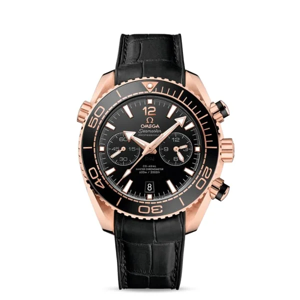 OMEGA leather strap watches -Omega Seamaster 46mm Watch - Ref: 215.63.46.51.01.001 - Black Chronograph Index Dial, Black Leather Strap